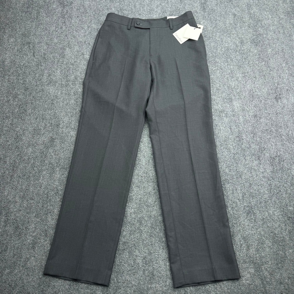 Calvin Klein Dress Pants Mens 30x30 Gray Slim Fit Flat Front Trousers NEW‎ JMROP